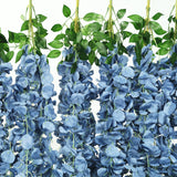 42inch Silk Hanging Wisteria Flower Garland Vines in Dusty Blue, Elaborated 5 Full Strands