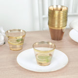 25 Pack 9oz Crystal Gold Rimmed Short Disposable Tumbler Glasses