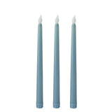 3 Pack | 11inch Dusty Blue Unscented Flickering Flameless LED Taper Candles#whtbkgd