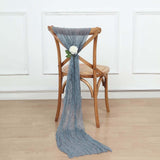 5 Pack | Dusty Blue Gauze Cheesecloth Boho Chair Sashes - 16inch x 88inch