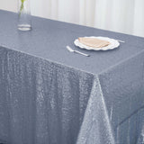 90inch x 132inch Dusty Blue Premium Sequin Rectangle Tablecloth