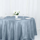 132inch Dusty Blue Accordion Crinkle Taffeta Seamless Round Tablecloth