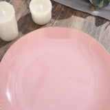 10 Pack | 10inch Glossy Dusty Rose Round Disposable Dinner Plates With Gold Rim