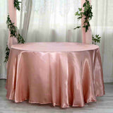 Satin 120" Round Tablecloth Dusty Rose - Stylish Seamless Table Cover