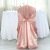 Dusty Rose Satin Self-Tie Universal Chair Cover, Folding, Dining, Banquet and Standard