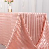 90x132inch Dusty Rose Satin Stripe Seamless Rectangular Tablecloth