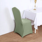 10 Pack Dusty Sage Green Spandex Fitted Banquet Chair Covers, Reusable Stretched Slip On Chair Cover