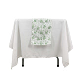 Dusty Sage Green Floral Polyester Table Runner in French Toile Pattern - 12x108inch