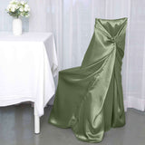 Dusty Sage Green Satin Self-Tie Universal Chair Cover, Folding, Dining, Banquet and Standard