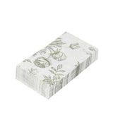 50-Pack Paper Dinner Napkins White with Matte Sage Green French Toile Floral Pattern 2-Ply - Stylish