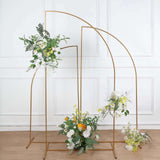 7ft Gold Metal Knife Top Floral Frame Wedding Arbor Stand, Chiara Backdrop Display Arch