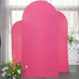 Set of 3 | Matte Fuchsia Spandex Fitted Chiara Backdrop Stand Cover For Round Top