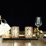 2 Pack | 4inch Gold Metal Diamond Cut Votive Candle Holders