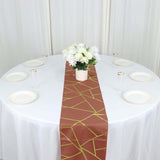 9ft Terracotta (Rust) With Gold Foil Geometric Pattern Table Runner