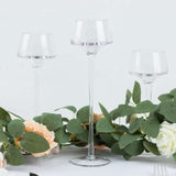 Set of 3 | Long-Stem Clear Glass Tealight Disc Candle Holders