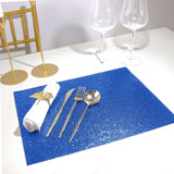 6 Pack | Royal Blue Sparkle Placemats, Non Slip Decorative Rectangle Glitter Table Mat