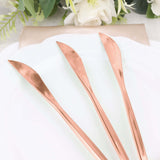 8inch Glossy Rose Gold Heavy Duty Plastic Silverware Knives, Premium Disposable Flatware Cutlery