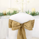 Pack of 5 | Accordion Crinkle Taffeta Chair Sashes - Gold