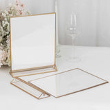 6 Pack Gold Rectangle Frame Acrylic Freestanding Table Display Stands