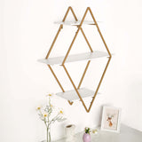 31inch Geometric Diamond Shaped 3-Tier Gold Metal Dessert Cupcake Stand Rack