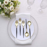 24 Pack | 6inch Gold / Black Premium Disposable Fork / Spoon Silverware Set