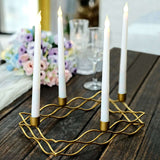 4 Arm | Rectangular Gold Metal Taper Candle Candelabra Candlestick Holder - 12inchx8inch