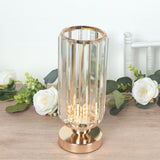 2 Pack Crystal Pendant Hurricane Candle Holders, Elegant Cylinder Design for Pillar