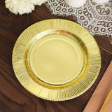 25 Pack | Gold Sunray 8inch Dessert Appetizer Paper Plates, Disposable Party Plates