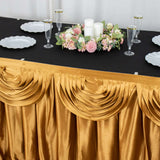 14ft Gold Pleated Satin Double Drape Table Skirt