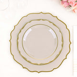 10 Pack | 8inch Taupe Plastic Dessert Salad Plates, Disposable Tableware Round