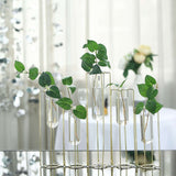 Set of 5 Geometric Gold Frame Test Tube Hydroponic Vases, Conjoined Wedding Centerpieces - 12inch