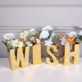 6inch Shiny Gold Plated Ceramic Letter "W" Sculpture Bud Vase, Flower Planter Pot Table Centerpiece