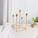 12inch Gold Metal 5-Arm Geometric Taper Candle Holder Candelabra, Wedding Table Centerpiece