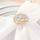 4 Pack | Diamond Rhinestone Gold Metal Rose Flower Napkin Rings