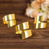 4 Pack | Shiny Gold Metal Swirl Wrap Cuff Band Napkin Rings, Decorative Scroll Serviette