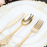 24 Pack | Metallic Gold Baroque Style Heavy Duty Plastic Silverware Set