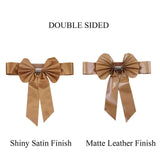 5 Pack | Gold | Reversible Chair Sashes with Buckle | Double Sided Pre-tied Bow Tie Chair Bands | Satin & Faux Leather