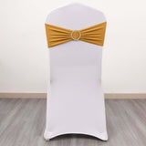 5 Pack Gold Spandex Chair Sashes with Gold Diamond Buckles, Elegant Stretch Chair Bands and Slide