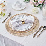 6 Pack Gold Metallic Vinyl Placemats, Non-Slip Spiked Design Round Table Mats 15"