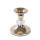 6 Pack 3.5" Gold Metal Taper Candle Holders with Crystal Ball Center, Candlestick Stands#whtbkgd