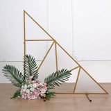 3ft Tall Gold Metal Triangular Geometric Flower Frame Prop Stand