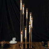 42inches Gold 8 Arm Cluster Taper Candle Holder With Clear Glass Shades, Large Candle Arrangement