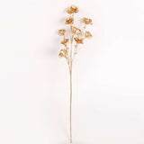 3 Pack Metallic Gold Decorative Faux Rose Flower Branches, Artificial Floral Sprays - 22inch