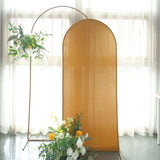 6ft Matte Gold Spandex Fitted Chiara Backdrop Stand Cover For Round Top Wedding Arch