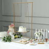 3ft Tall Gold Metal Hanging Cake Stand Swing with Jute Rope, Dessert Display Centerpiece