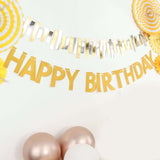 Gold Glittered Happy Birthday Paper Hanging Garland Banner Party Decor