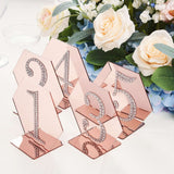 5 Pack | 5inch Blush / Rose Gold Acrylic Hexagon Wedding Table Sign Holders, Number Stands