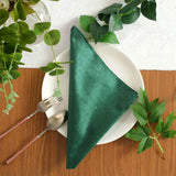 5 Pack | Hunter Emerald Green Premium Sheen Finish Velvet Cloth Dinner Napkins