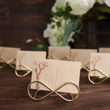 10 Pack | Gold Metal 3" Infinity Card Holder Stands, Table Number Stands, Wedding Table Place Card Menu Clips