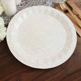 12inch Round Iridescent Geometric Foil Paper Charger Plates, Disposable Serving Trays - 400 GSM